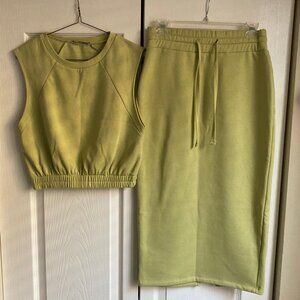 Zara Olive Green Midi Dress Set